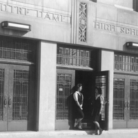 Notre Dame High School - Chicago, Front Doors with Students